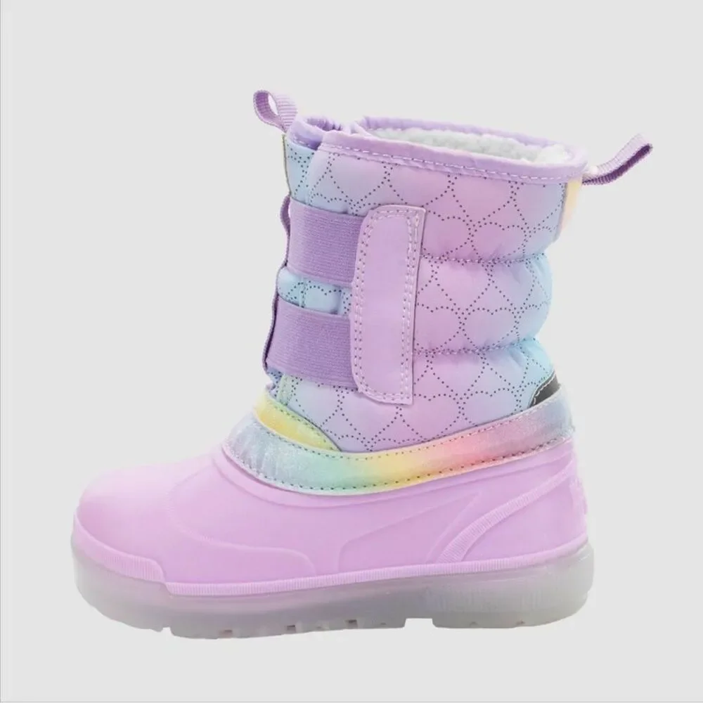 Toddler Girls' Denali Lighted Faux Fur Heart Winter Boots - Purple 5T